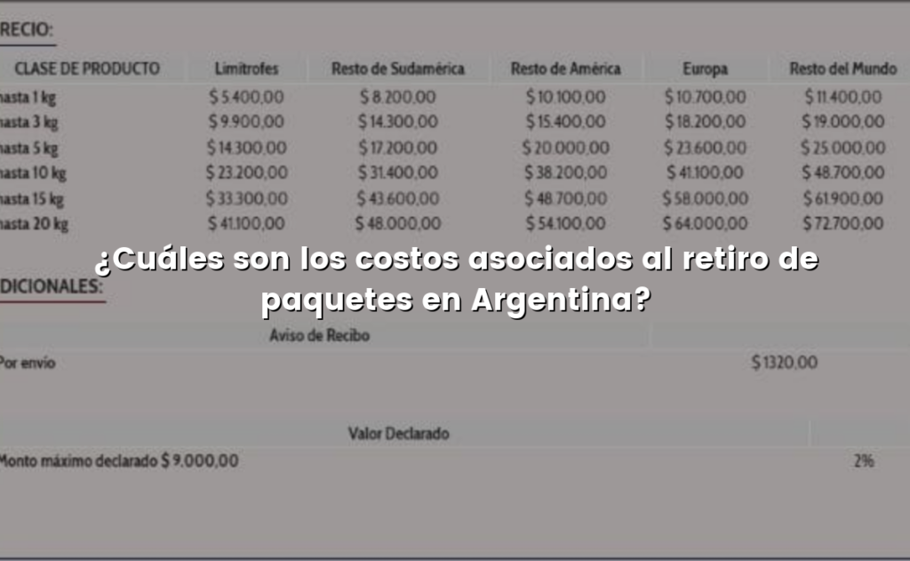 ¿Cuáles son los costos asociados al retiro de paquetes en Argentina?