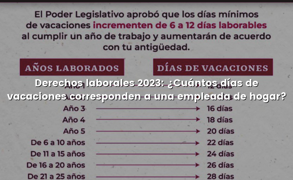 Derechos laborales 2023: ¿Cuántos días de vacaciones corresponden a una empleada de hogar?