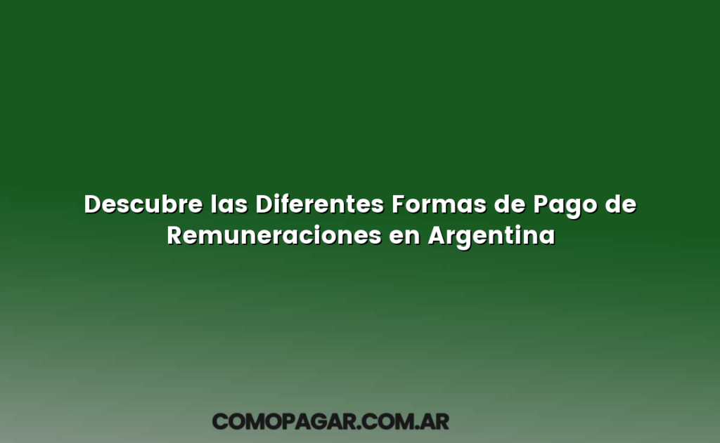 Descubre las Diferentes Formas de Pago de Remuneraciones en Argentina