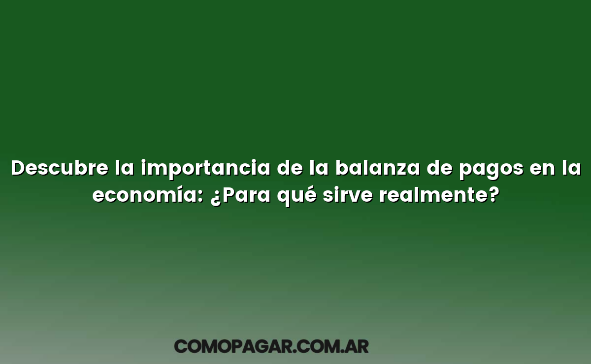 Descubre la importancia de la balanza de pagos en la economía: ¿Para